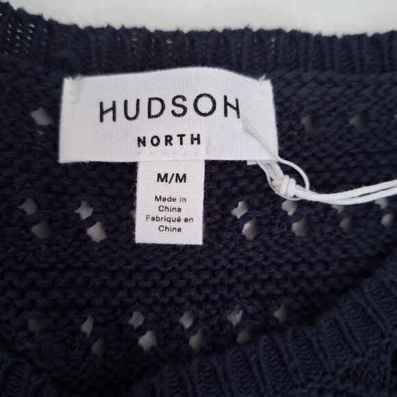 Hudson North Navy Blue Cotton Open Knit Sweater NWT - Picture 4 of 5